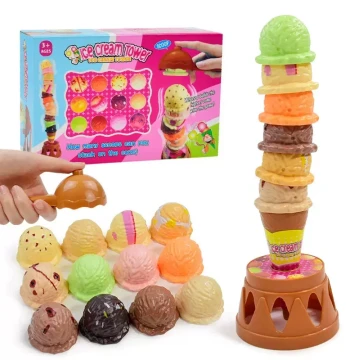 Ice Cream Stacking Pretend Play Toy - Hand-Eye Coordination, Parent-Child Interactive Board Game, Early Education Educational Toy