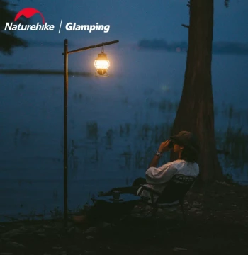Naturehike Walnut Wood Lamp Stand, Outdoor Detachable Tent Light Pole, Portable Lighting Bracket