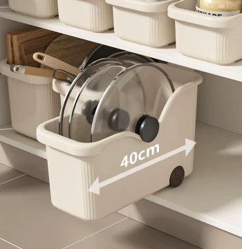 Cabinet Storage Box Kitchen Pot Organizer Under-Sink Pot Lid Rack Seasoning and Misc Storage Container