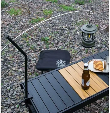 Outdoor Camping Light Stand for IGT Table - Curved Aluminum Alloy Portable Pole for Picnics and Market Stalls
