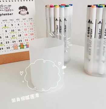 Round Plastic Pen Holder Transparent Desktop Organizer