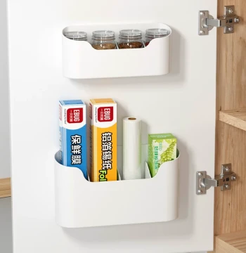 Cabinet Storage Box Cling Film Holder Kitchen Door Wall-Mounted No-Drill Bathroom Refrigerator Organizer