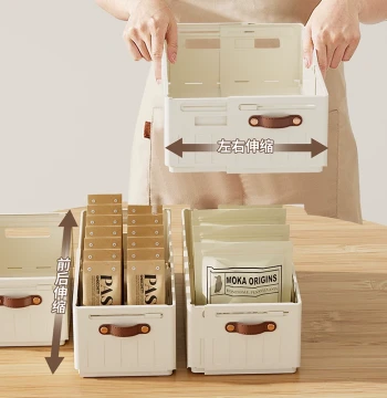 Extendable Left-Right Storage Box: Rectangular Extended Wardrobe Basket, Cabinet Kitchen Organizer, Pull-Out Rack