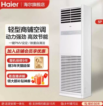 Haier Efficient Diamond II 5HP Commercial Vertical Cabinet Air Conditioner - Inverter, New Grade 1 Energy Efficiency, Heat/Cool BF81