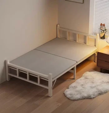 Foldable Single or Double Bed for Home, Office, or Dorm - 1.2m Hard Board Iron Frame Nap Bed