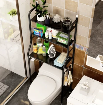 Toilet Shelf Organizer - Single-Tier Floor-Standing Rack for Bathroom Above Toilet or Washing Machine, No Drilling Required