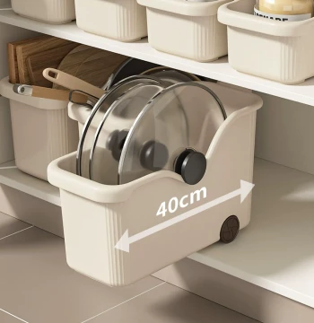 Kitchen Cabinet Storage Boxes - Pot and Lid Organizer Rack for Under Sink