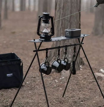 Shanqu Outdoor Camping Foldable Tripod Stand - Portable Pot Rack, Storage Shelf, Lamp Holder, and Hanging Bracket