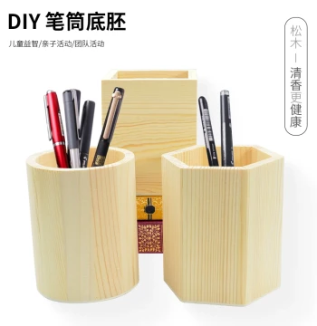 Wooden Pencil Holder Kit Unfinished DIY Craft for Kids