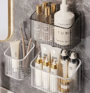 Wall-Mounted Storage Box for Facial Towels, Multi-Function Bathroom Shelf
