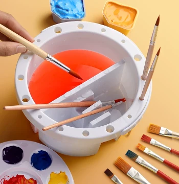 Portable Artist Brush Washer Bucket with Drying Rack and Palette, Foldable Design for Watercolor, Oil, Acrylic, and Chinese Painting