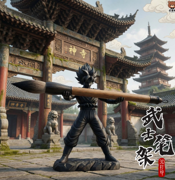 Samurai Ninja Figure Pen Rest 3D Printed Desktop Ornament