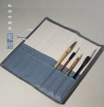Chinese-Style Minimalist Bamboo Brush Roll Case for Calligraphy and Traditional Painting
