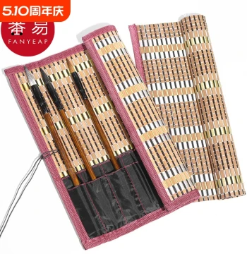 Calligraphy Brush Roll A1vq0 - Watercolor and Brush Pen Case, Ancient Style Storage Bag and Rolling Curtain for Art Supplies