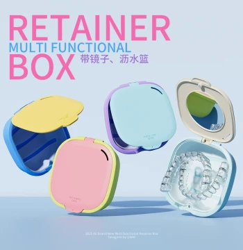 Invisible Retainer Case: Compact Portable Storage and Cleaning Box for Orthodontic Aligners and Dentures