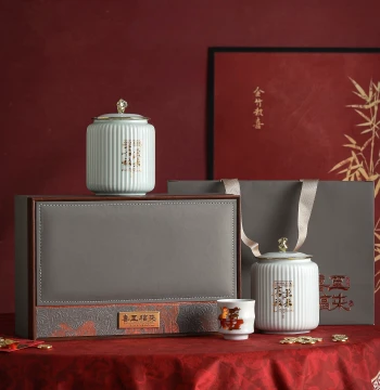 Premium Chinese Style Ceramic Tea Canister Gift Box Set - Empty Packaging Box for Tea Storage, Ideal for Gifting