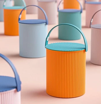 New Kindergarten Storage Bucket with Lid - Thick Household Container for Kitchen/Bedroom, Portable Fishing Bucket, Sit-On Bath Tub