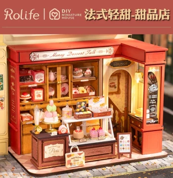 Rolife Dessert Shop DIY Miniature Art House Wooden Assembly Model Gift for Adults and Women