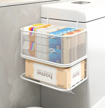 Over-Toilet Storage Rack - Bathroom Tank Side Organizer for Toilet Paper