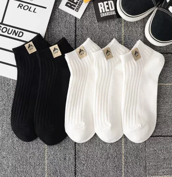 5 Pairs Men's Spring/Summer Thin Breathable Short Socks, Odor-Resistant Sweat-Absorbing Low-Cut Boat Socks, Black and White Athletic Socks
