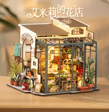 rolife Emily's Flower Shop DIY Miniature House Model - Artistic Assembly Building Kit for Girls