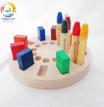Wax Blocks and Crayons with Beech Wood Tray and Pen Holder for Early Education