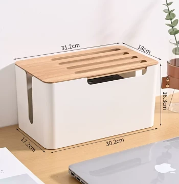 Power Strip Storage Box - Desktop Cable Organizer for Power Boards, Data Lines, Chargers, and Wires