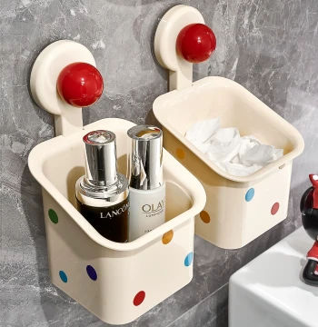Face Towel Storage Box with Suction Cup for Wall-Mounted Bathroom Use