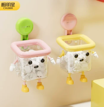 Face Towel Storage Box with Suction Cup for Wall-Mounted Bathroom Sink