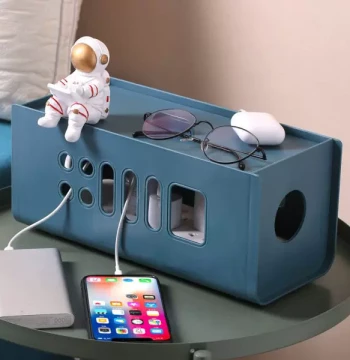 Plastic Power Strip Cable Organizer Box - Storage Solution for Power Boards, Cables, Sockets, and Chargers