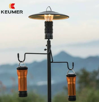Outdoor Camping Lamp Stand: Aluminum Alloy Pole with Double Hooks, Foldable Design for Tent Lighting