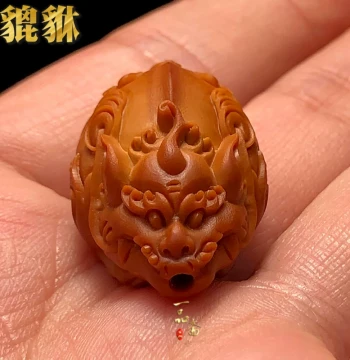 Wealth-Attracting Pixiu Pendant – Single Olive Pit Carved Charm, High-Quality Nuclear Carving for Wenwan Bracelets and Beads