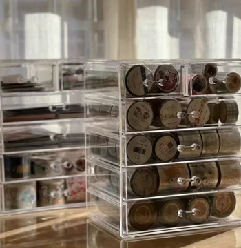 Acrylic Drawer Storage Box for Journaling Tape, Stamps, and Cosmetics - Japanese Style Organizer