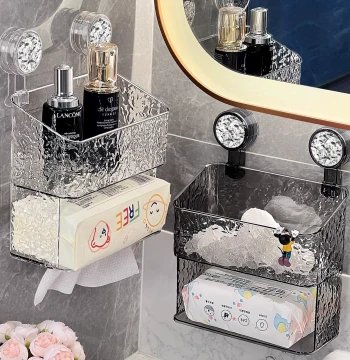 Wall-Mounted Organizer with Double Suction Cups for Disposable Face Towels