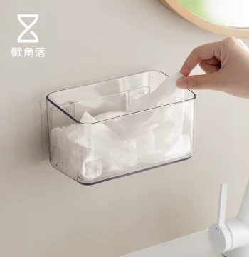 Corner Towel Storage Box Wall-Mounted Holder for Reused Cotton Soft Towels and Facial Tissues Bathroom Organizer