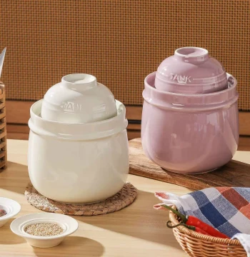 Stylish Home Pickle Jar ykgn7145 with Inner Lid - Ceramic Fermentation Container
