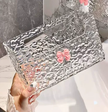 Disposable Face Towel Storage Box with Glacier Pattern, No-Drill Wall-Mounted Organizer