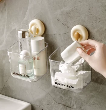 Face Towel Holder Suction Cup Wall-Mounted Storage Rack for Bathroom
