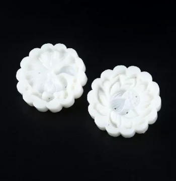 Jisu Lotus Leaf Round Moon Cake Molds - 50g Hand-Pressure Set with 4 Stations