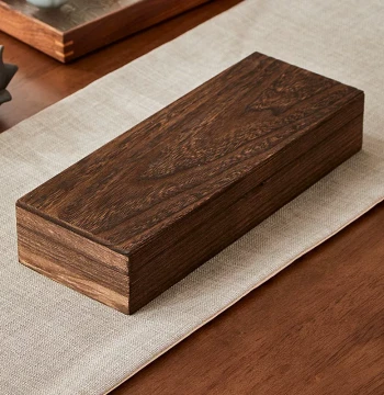 Solid Wood Calligraphy Tray for Four Treasures of the Study - Brush Storage Box, Seal and Jewelry Case with Flip-Top Lid for Collectors