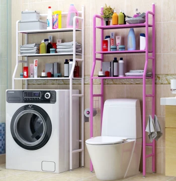 Bathroom Storage Rack, Wall-Mounted or Floor-Standing Organizer for Toilets, Sinks, Toiletries, and Washing Machines