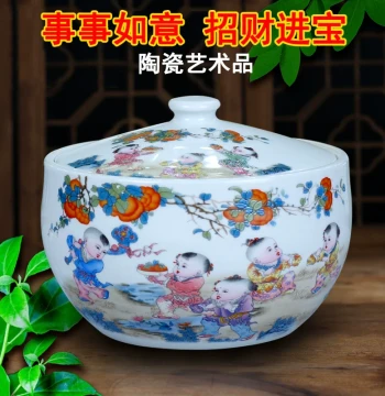 Lidded Ceramic Jar - Rice Container, Tea Cake Canister, or Decorative Piece from Jingdezhen
