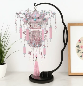 Gangda Pink Silver Sedan Chair Joyful Lantern Handmade DIY 3D Metal Assembly Model - Perfect Gift for Best Friend's Birthday or Wedding