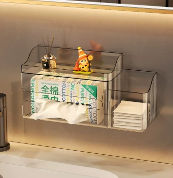 Face Towel Storage Box Wall-Mounted Cotton Soft Bathroom Organizer