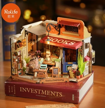 rolife DIY Miniature House Corner Bookstore Art Room Small Assembly Model Building Blocks for Girls