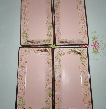 4-Pack Export Ceramic Slightly Flawed Magpie on Branch Long Platter, 19.5cm (7.7in) L x 10cm (4in) W