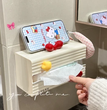Face Towel Storage Box Wall-Mounted for Bathroom Tissues and Wipes