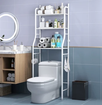 Over-Toilet Storage Rack, Floor-Standing Bathroom Organizer for Washing Machine, Toilet, Restroom, and Basin – No Drilling Required