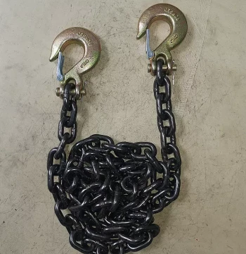 Lifting Chain with Double Hooks, Manganese Steel Tow Chain, Iron Chain with Hooks, Rigging for Stone Lifting and Bundling