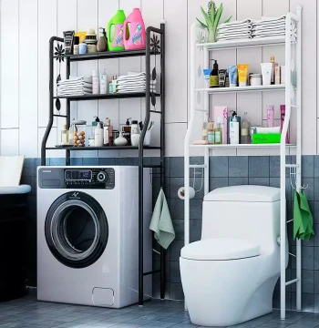 No-Drill Bathroom Laundry Toilet Storage Shelf Floor-Standing Sit-Down Toilet Rack Organizer